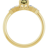 Round Green Sapphire & Diamond Accented Ring in Yellow Gold