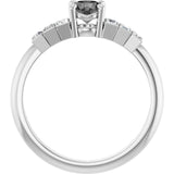 Round Gray Spinel Accented Ring with Diamond Accents in White Gold