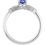 Round Tanzanite & Diamond Accented Ring in Gold and Platinum