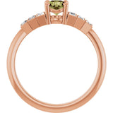 Round Green Sapphire & Diamond Accented Ring in Rose Gold