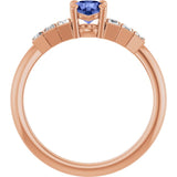Round Tanzanite Accented Ring with Diamond Accents in Gold