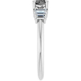 Round Gray Spinel Accented Ring with Diamond Accents in White Gold