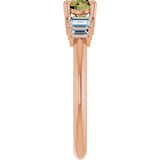 Round Green Sapphire & Diamond Accented Ring in Rose Gold