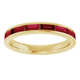 Straight Baguette Ruby Stackable Ring in Gold