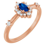 Oval Lab-Grown Blue Sapphire & Diamond Halo Ring in Gold