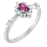 Oval Pink Tourmaline Halo Ring with Diamond Accents in White Gold