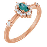 Oval Lab-Grown Alexandrite & Diamond Halo Ring in Rose Gold