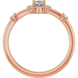 Oval White Sapphire Halo Ring with Diamond Accents in Rose Gold