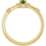 Oval Peridot Halo Ring with Diamond Accents in Yellow Gold