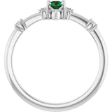 Oval Emerald Halo Ring with Diamond Accents in Platinum