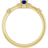 Oval Blue Sapphire Halo Ring with Diamond Accents in Yellow Gold