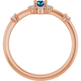 Oval Aquamarine Halo Ring with Diamond Accents in Rose Gold