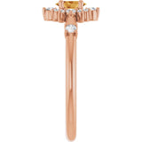 Oval Citrine Halo Ring with Diamond Accents in Rose Gold