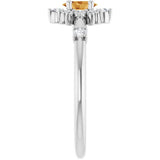 Oval Citrine Halo Ring with Diamond Accents in White Gold