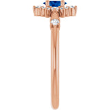 Oval Lab-Grown Blue Sapphire & Diamond Halo Ring in Gold