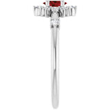 Oval Mozambique Garnet & Diamond Halo Ring in White Gold