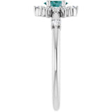 Oval Lab-Grown Alexandrite & Diamond Halo Ring in White Gold