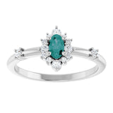 Oval Lab-Grown Alexandrite Halo Ring with Diamond Accents in Platinum