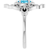 Marquise Aquamarine Solitaire Ring in Gold and Platinum
