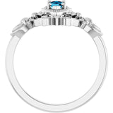 Marquise Aquamarine Solitaire Ring in Gold and Platinum