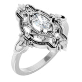 Marquise Stuller Lab-Grown Moissanite Ring in Gold and Platinum