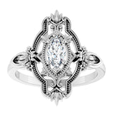 Marquise Stuller Lab-Grown Moissanite Ring in Gold and Platinum