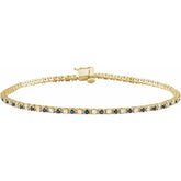 Round Natural Blue Sapphire & Natural Diamond Line Bracelet In Gold & Platinum
