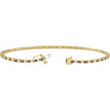 Round Natural Blue Sapphire & Natural Diamond Line Bracelet In Gold & Platinum