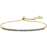 Round Natural Blue Sapphire Adjustable Bolo Bracelet In Gold & Platinum