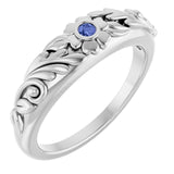 Round Tanzanite Symbols Ring in Platinum