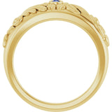 Round Tanzanite Symbols Ring in Yellow Gold