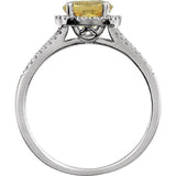 Round Citrine Halo Ring with Diamond Accents in White Gold