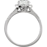 Round Lab-Grown White Sapphire & Diamond Halo Ring in White Gold
