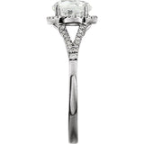 Round Lab-Grown White Sapphire & Diamond Halo Ring in White Gold