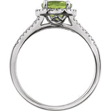 Round Peridot Halo Ring with Diamond Accents in White Gold