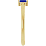 Straight Baguette Lab-Grown Blue Sapphire Ring in Yellow Gold