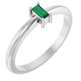 Straight Baguette Lab-Grown Emerald Stackable Ring in Platinum
