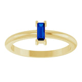 Straight Baguette Lab-Grown Blue Sapphire Ring in Gold and Platinum