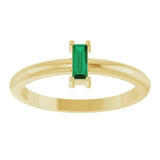 Straight Baguette Lab-Grown Emerald Stackable Ring in Yellow Gold