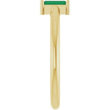Straight Baguette Lab-Grown Emerald Stackable Ring in Yellow Gold