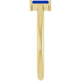 Straight Baguette Lab-Grown Blue Sapphire Ring in Gold and Platinum