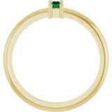 Straight Baguette Lab-Grown Emerald Stackable Ring in Yellow Gold