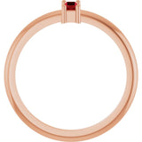 Straight Baguette Lab-Grown Ruby Ring in Gold and Platinum