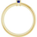 Straight Baguette Lab-Grown Blue Sapphire Ring in Gold and Platinum