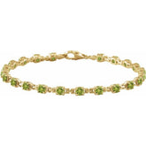Round Natural Peridot Line Bracelet In Gold & Platinum