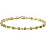 Round Natural Peridot Line Bracelet In Gold & Platinum