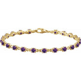 Round Natural Amethyst Line Bracelet In Gold & Platinum