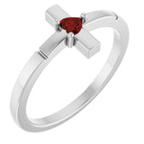 Heart Mozambique Garnet Crosses Ring in Gold and Platinum
