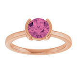 Natural Pink Tourmaline Rose Gold Solitaire Ring in | round