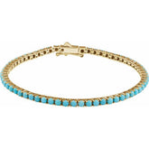Round Natural Turquoise Line Bracelet In Gold & Platinum